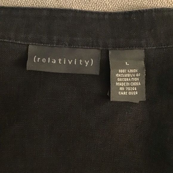 RELATIVITY Jacket Black Asian Inspired Embroidery Toggle Closure Linen Size L - Picture 2 of 9